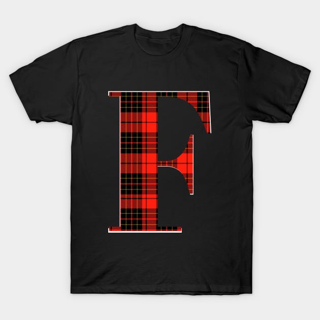 Monogram Plaid Letter F - First or Last Name Scottish Tartan T-Shirt by tnts